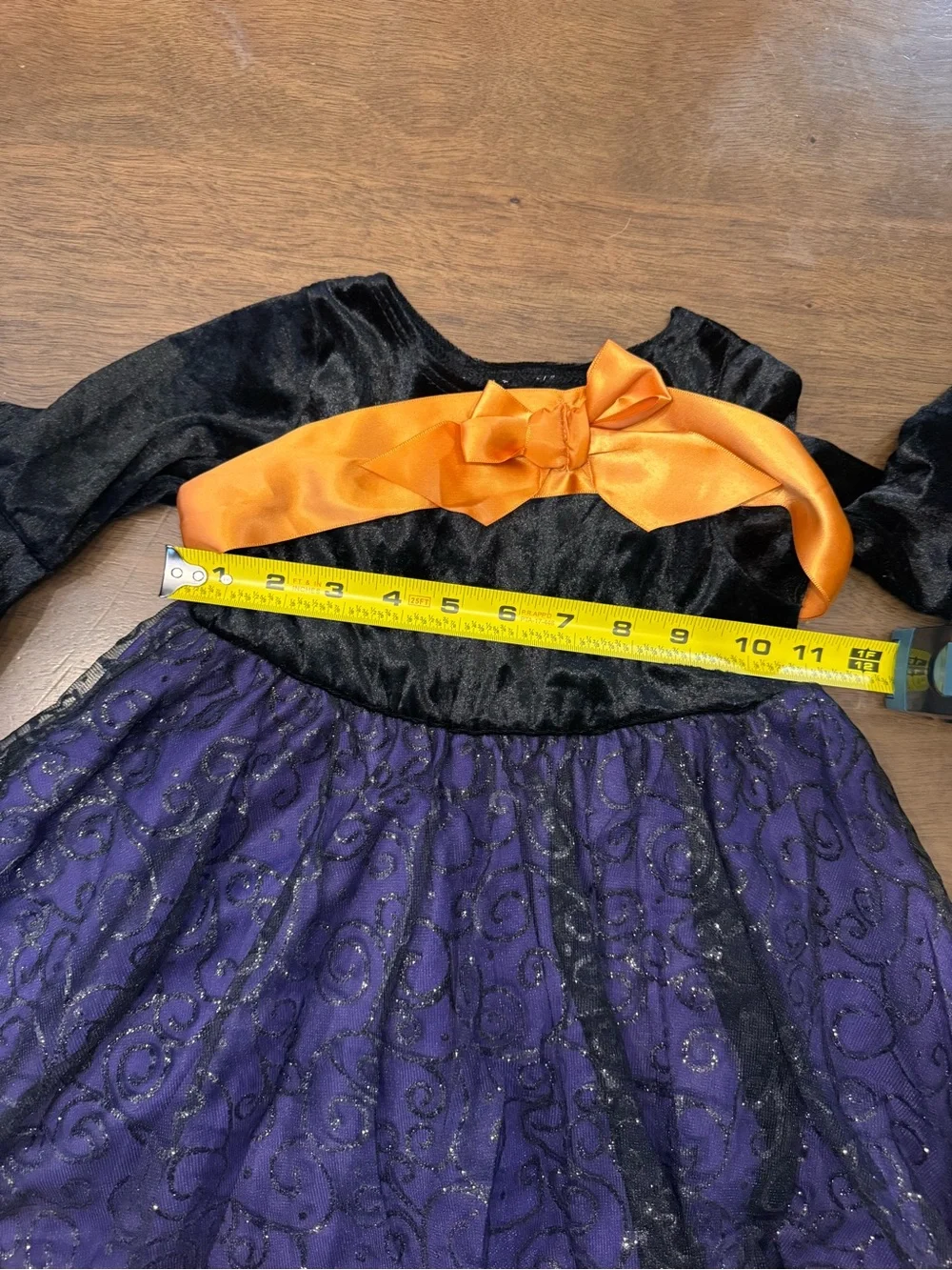 Toddler girls Halloween Witch Dress in Black, Purple & Orange Sash